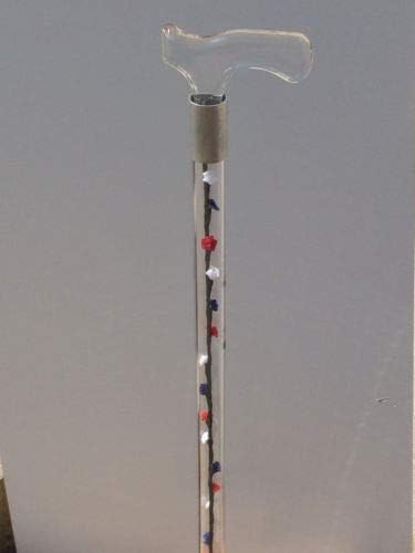 Elegant Acrylic Designer Walking Cane (31", Red, White, and Blue Silk Roses)