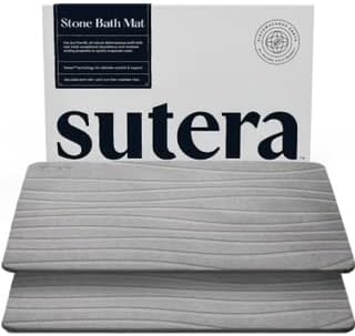 SUTERA - Stone Bath Mat, Diatomaceous Earth Shower Mat, Non-Slip Super Absorbent Quick Drying Bathroom Floor Mat, Natural, Easy to Clean (23.5 x 15 Gray, 2 Pack)