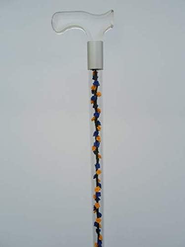 Elegant Acrylic Designer Walking Cane (33", Blue & Yellow Silk Roses)
