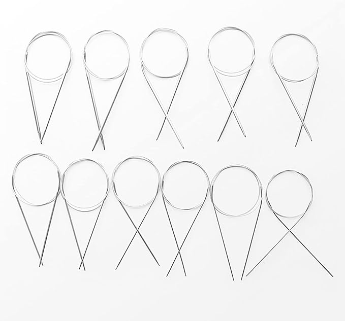 Aeelike Circular Knitting Needle Set 16" Knitting Needles Round for Beginners, 11 Pack Stainless Steel Circular Knitting Needles Set with Needle Gauge Sewing Needle for Sweaters Hats Socks