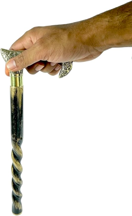 All Black Snake Handle Spiral Wooden Walking Cane