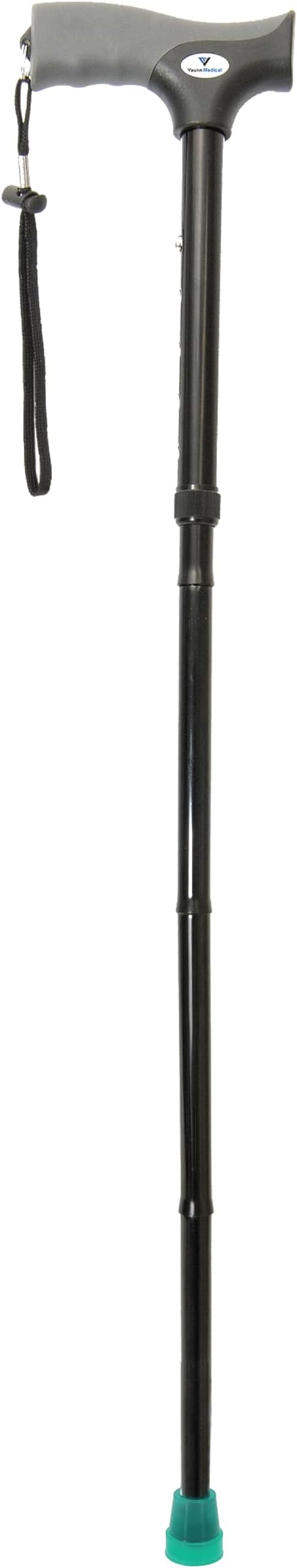 FSA/HSA Eligible, Vaunn Medical Easy Grip Height Adjustable Folding Cane/Walking Stick with Strap/Pouch- Compact, Portable, and Safe Walking Assistant- Non-Slip Grip Handle- Men, Women, Elderly