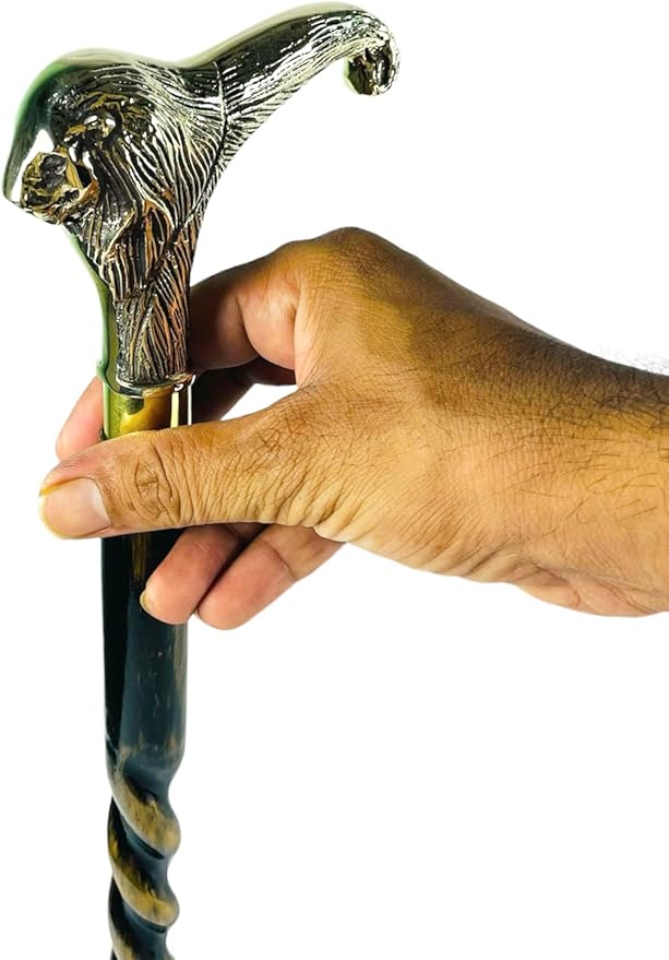 All Black Snake Handle Spiral Wooden Walking Cane