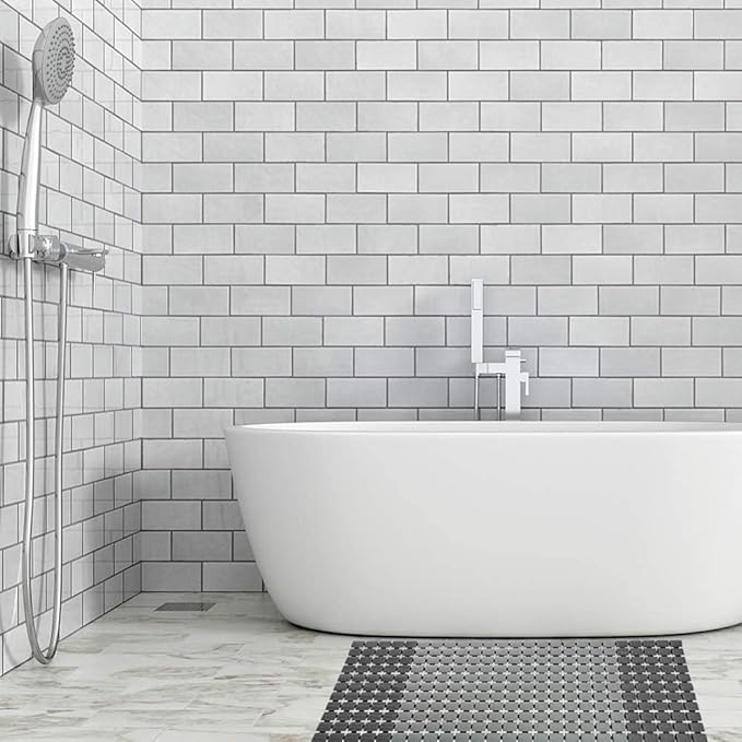 Non Slip Massage Bathtub Mat,Shower Mat Non Slip 33.4 x 15.7 Inch Large Size with Suction Cups and Drain Holes Bath Mat for Tub