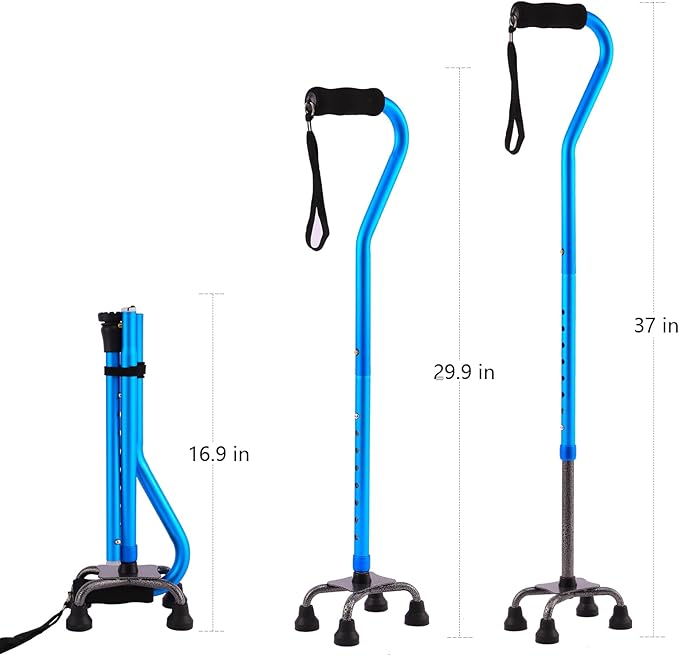 LIXIANG Walking Canes Stablize Women Quad Canes for Seniors & Adults Foldable Adjustable for Men & Women Heavy Duty Freestanding Cane for People with Leg Injuries 3 footings