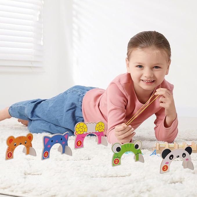 DECHOUS Croquet Sets for Kids: Jungle Animal Wooden Croquet Game Set Outdoor Indoor Parent-Child Interactive Preschool Toy for Children Adults Assorted Color