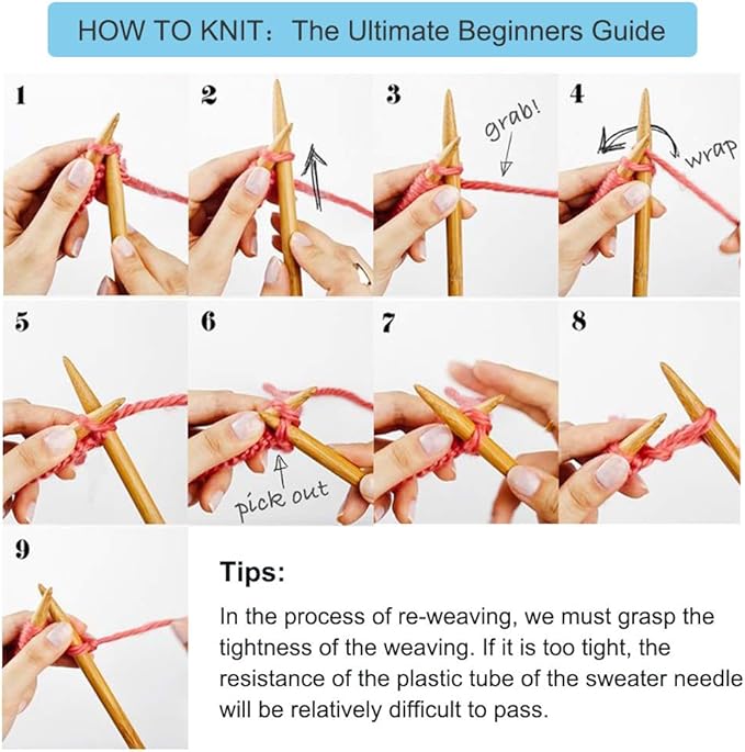 18 Pairs Bamboo Knitting Needles Set, Vancens Circular Wooden Knitting Needles with Colorful Plastic Tube, Small Tools for Weave are Included, 18 Sizes: 2mm - 10mm, 31.5" Length