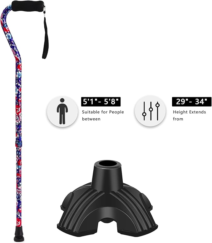 Elegant Walking Cane for Women, Foldable & Adjustable Cane for Seniors with Self-Standing Tip | Lightweight Mobility Aid for Stability & Balance Support