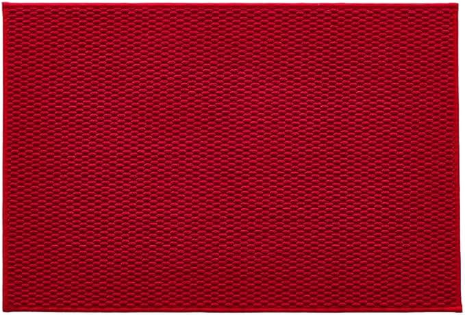 Christmas Bathroom Rugs Non Slip Washable, Super Absorbent Thin Bath Mat Quick Dry Low Pile Bathroom Rug, Red 24"x36"