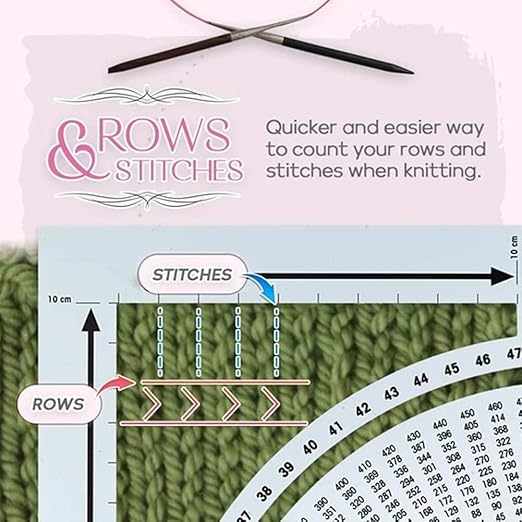 Knitting Gauge Converter Tool,with Sliding Markers, Double-Sided Scale Knitting Stitch Calculator and Counting Frame Ruler,Knitting Tools