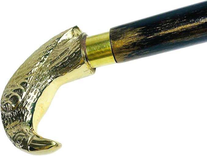 All Black Snake Handle Spiral Wooden Walking Cane