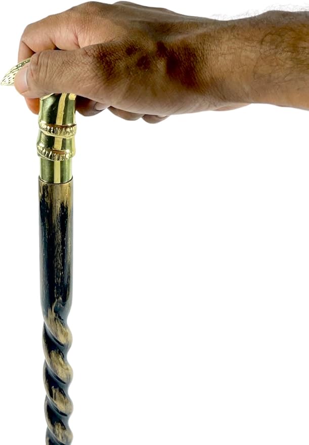 All Black Snake Handle Spiral Wooden Walking Cane