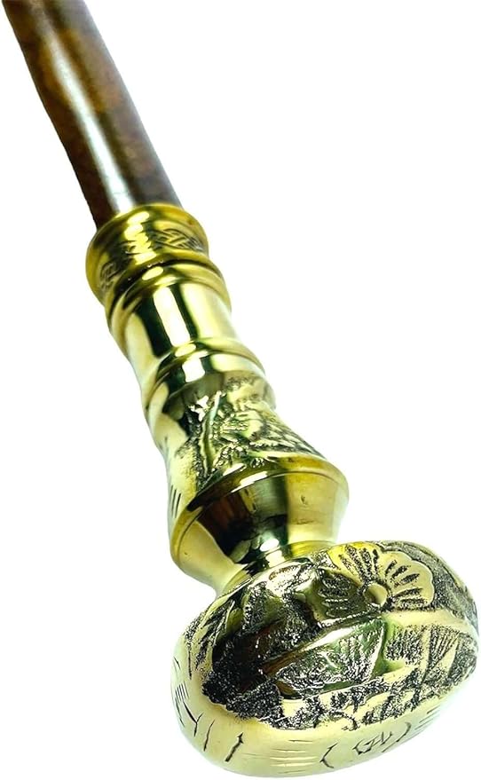 All Black Snake Handle Spiral Wooden Walking Cane