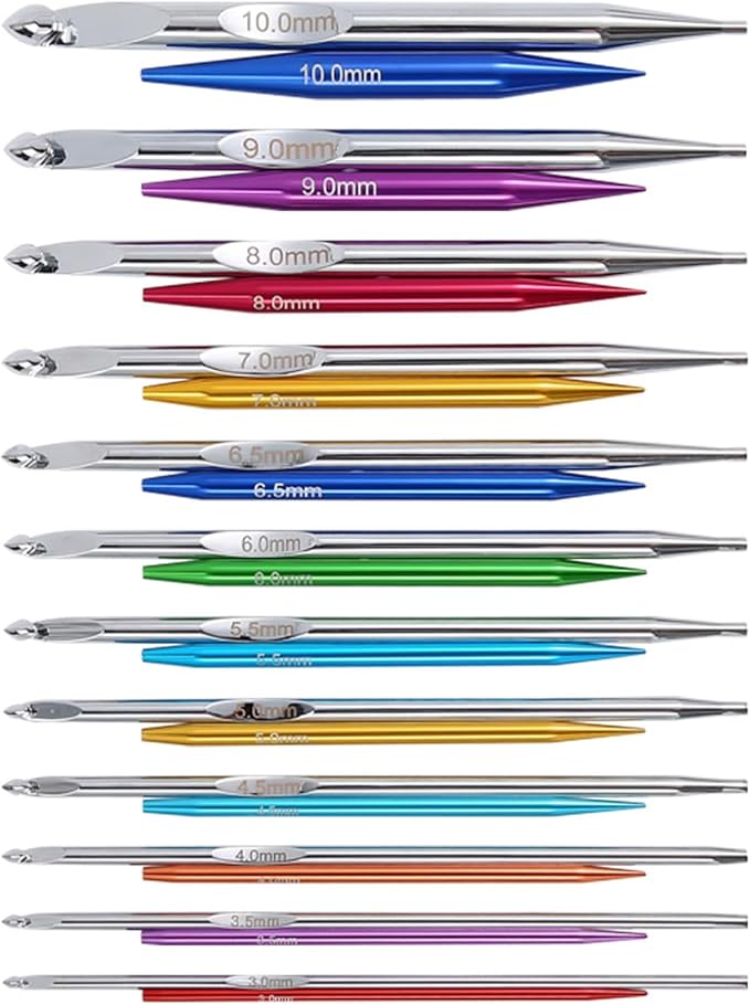 12Pairs Interchangeable Tunisian Crochet Hook Set 3.0mm-10mm Aluminum Circular Knitting Needle for Sweater Blanket Bag