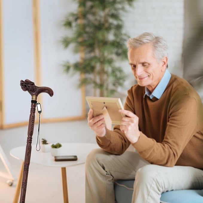 Wooden Walking Canes for Men and Women, Natural Rosewood Walking Sticks for Senior Support, Up to 500 Lbs Walking Stick, Heavy-Duty Walking Cane for Men, Suitable for Gift Giving