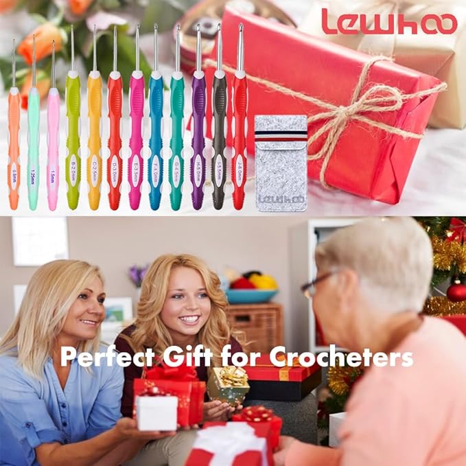 Ergonomic Crochet Hooks Set with Case, 12PCS Crochet Hooks for Arthritic Hands, Size from 0.8mm~6.0mm