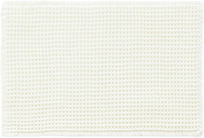 Cream White Bathroom Rugs, Waffle Bath Mat Non Slip Washable Super Absorbent Quick Dry Boho Farmhouse Bathroom Decor, 30"x20" Cream White