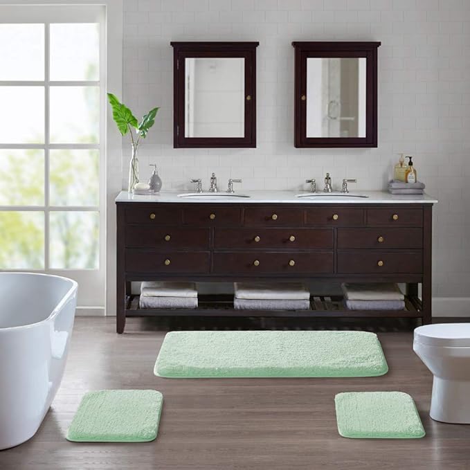 Suchtale Large Bathroom Rug - Extra Soft & Absorbent Shaggy Mat (24 x 40, Pale Green) Machine Washable Microfiber Non Slip Bath Mat