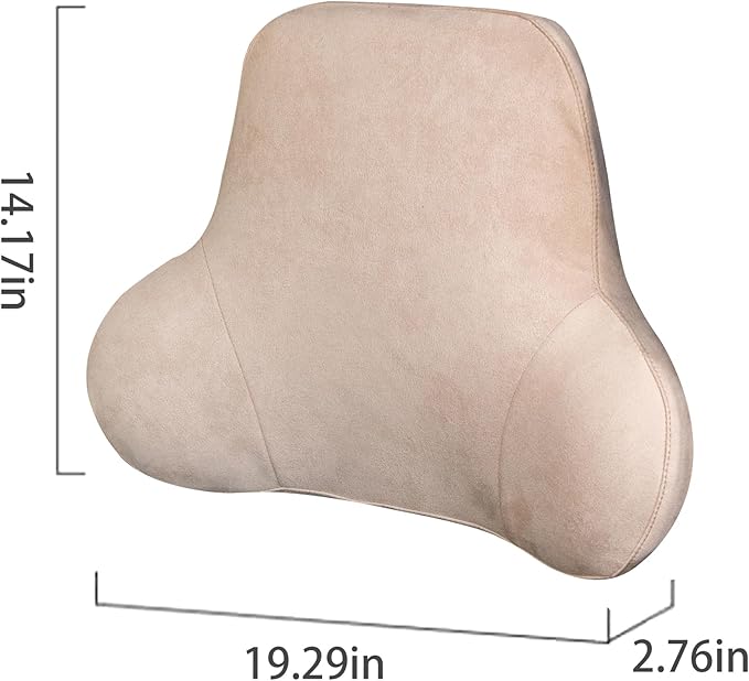 Soft Memory Foam Lumbar Support Pillow for Car Seat with Velvety Suede Cover – Comfortable Back Cushion for Drivers and Passengers