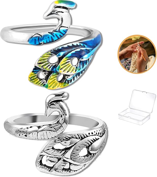 Namifin Crochet Ring for Fingure Adjustable Crochet Tension Ring Yarn Tension Rings Easy Crocheting Crochet Accessories Mother Grandma Thanksgiving Presents