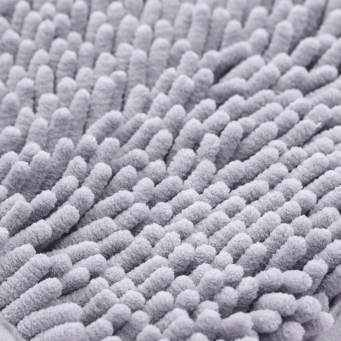 Non-Slip Bath Rug,Extra Soft Microfiber Bedroom Shag Carpet with Anti-Slip Backing,Water/Dust Absorbent Fast Dry Shower Mat,Sound Insulated Stairs Pad,Machine Washable (Grey,15 x 23 Inches)