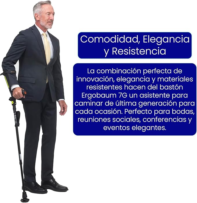 Ergobaum 7G Ergonomic Crutch/High Performance Perfect Cane- Single Unit Ergobaum That Acts As a Extra Balance Strong Performance Walking Companion