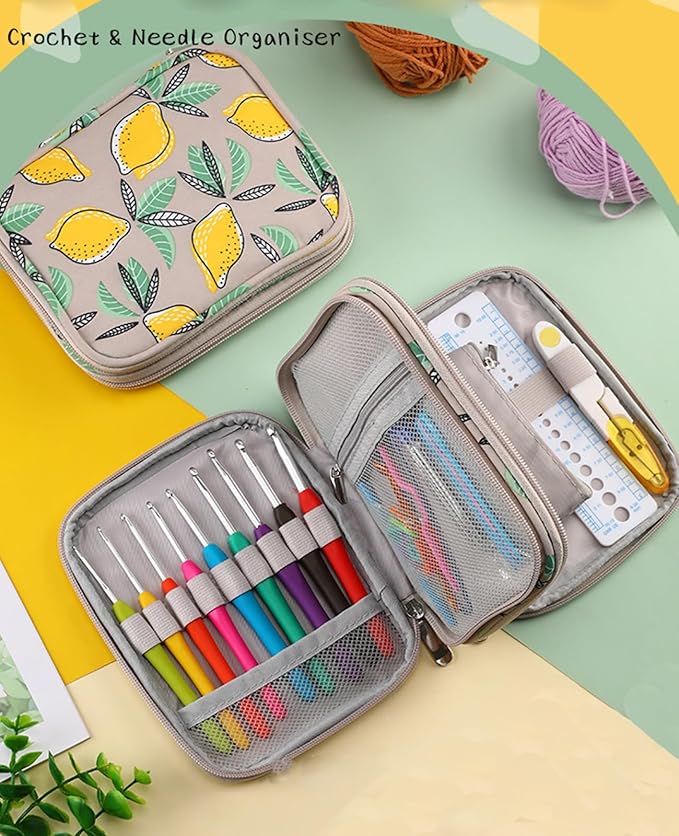 Weabetfu 102pcs Crochet Hooks Set Crochet Hook Kit with Case Ergonomic Crochet Needles for Arthritic Hands and Crochet Accessories Complete Crochet Set for Beginners & Experieced Crochet Lovers