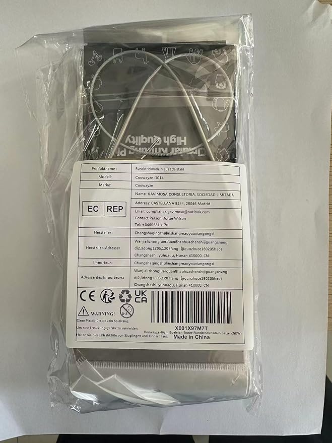 16 Inch Circular Knitting Needles Set, Stainless Steel Round Knitting Needles,11 Pack Sizes 1.5-5mm Metal Circle Knit Needle with Magic Loop for Socks, Knit Tools Set for Beginners