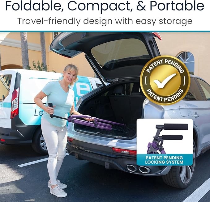 Vive Lightweight Folding Walker for Seniors - Narrow Foldable Rolling Walker for Small Spaces- Compact & Collapsible for Travel - with Wheels, Mobility Support, Portable- Weighs Only 5.5 Pounds