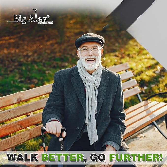 BigAlex Lightweight Collapsible Walking Cane with Soft Comfortable TPR Handle for Seniors and Elderly Adults, Larger Handle for Comfort, Adjustable Support Stick, Portable Travel Aid for Men & Women