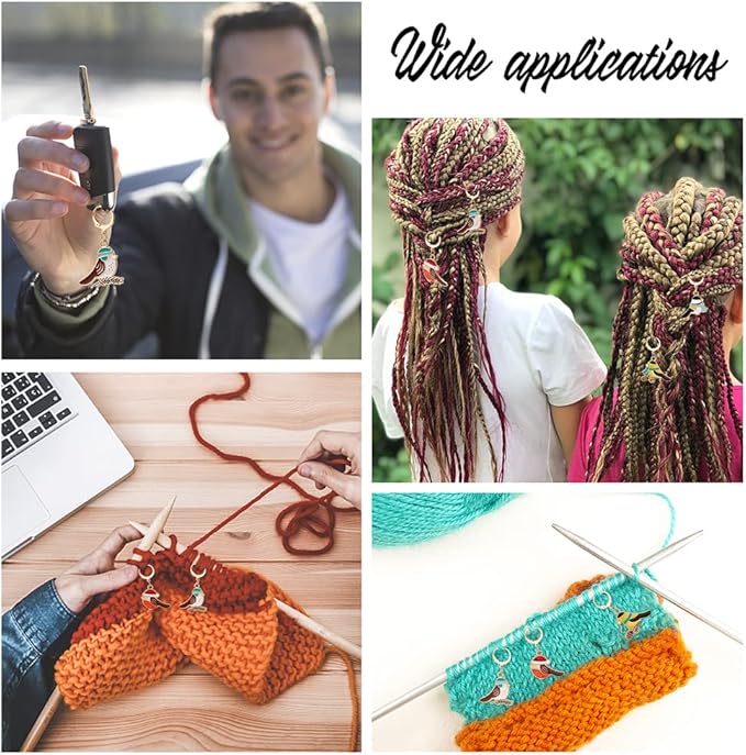 NBEADS 12 Pcs Enamel Bird Stitch Markers, Enamel Alloy Crochet Stitch Marker Charms Removable Lobster Clasp Locking Stitch Marker for Knitting Weaving Sewing Accessories Quilting Handmade Jewelry