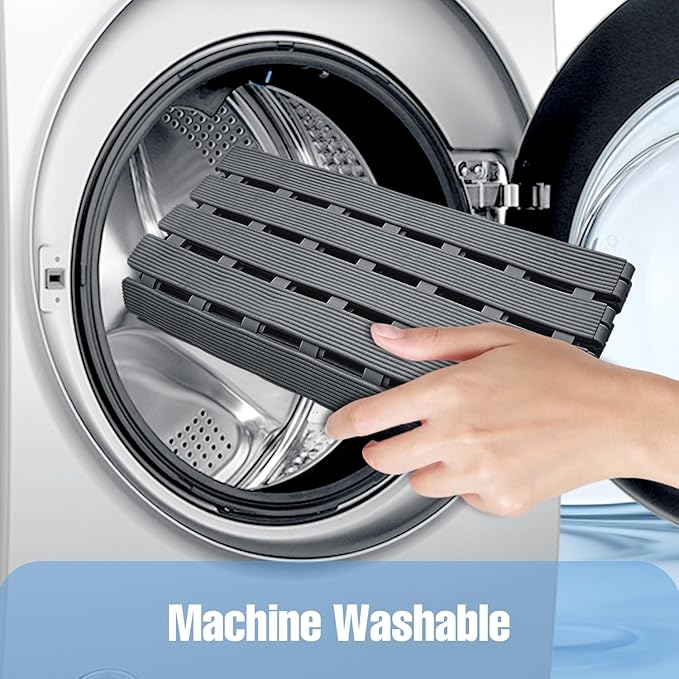 Shower Mat Non-Slip Bath Mat for Tub and Shower Stall,200+ Suction Cups with Drain Holes, Quick Dry Machine Washable, Extra Grip for Elderly and Baby, Bathroom Essentials 24x24 Inch (Light Grey)