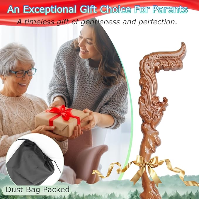 Wooden Walking Canes for Men and Women, Natural Rosewood Walking Sticks for Senior Support, Up to 500 Lbs Walking Stick, Heavy-Duty Walking Cane for Men, Suitable for Gift Giving