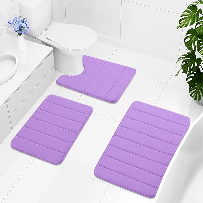 Buganda Memory Foam Bath Mat, 47" x 24", Ultra Soft and Non-Slip Bathroom Rugs, Water Absorbent and Machine Washable Bath Rug Runner for Bathroom, Shower, and Tub, Lavender