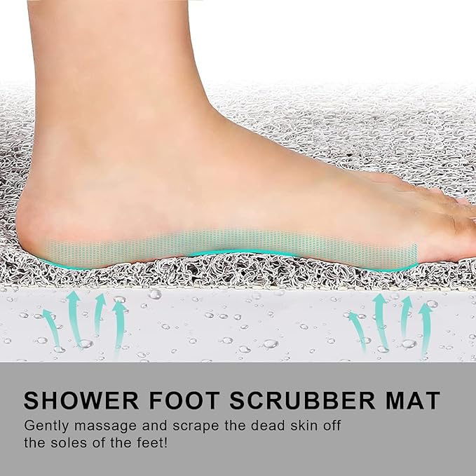 Nonslip Bathtub Mat, Anti Slip Bath Mat 0.6" Extra Thick, Quick Dry Bath Tub Anti Slip Shower Mat, Loofah Non-Slip Bath Mat for Tub Bathroom Pool Kitchen Entryway Home Hotel(Light Gray 16x24)