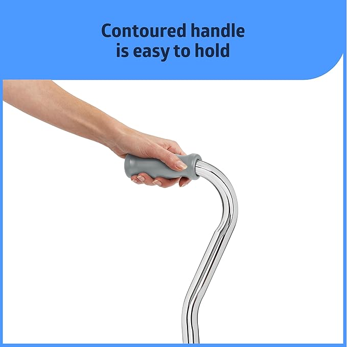 Medline Bariatric Offset Walking Cane for Seniors & Adults, Adjustable Height 29"-38", Ideal for Balance Support, Injury & Post-Surgery Mobility Aid, Black