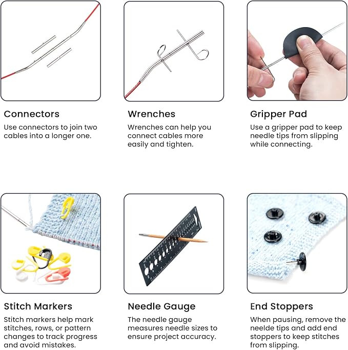 SLPLIRS Circular Knitting Needles Set, 13 Sizes Long Aluminium Interchangeable Circular Knitting Needles Set with Case & Accessories, 5" (13cm) | (2.75mm to 10mm) (Purple)