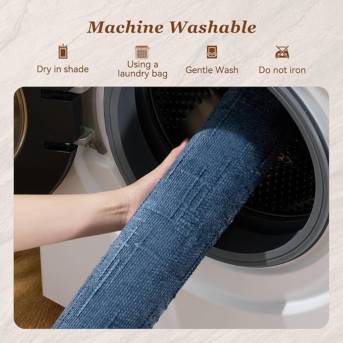 AMOAMI Bath Mat Non Slip Super Absorbent Quick Dry Bath Mats for Bathroom Floor Rubber Backing Washable Bathroom Rugs Modern Woven Jacquard Mat, Beside Tub Bath Rugs, 20" x 32", Blue