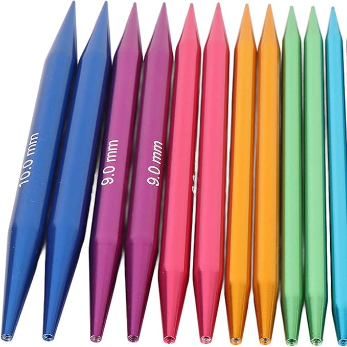 ZIZEV Interchangeable Aluminum Circular Knitting Needles Set, 13cm Detachable Interchangeable Round Knitting Needle Set, Flexible Cable Design Wide Range of Sizes