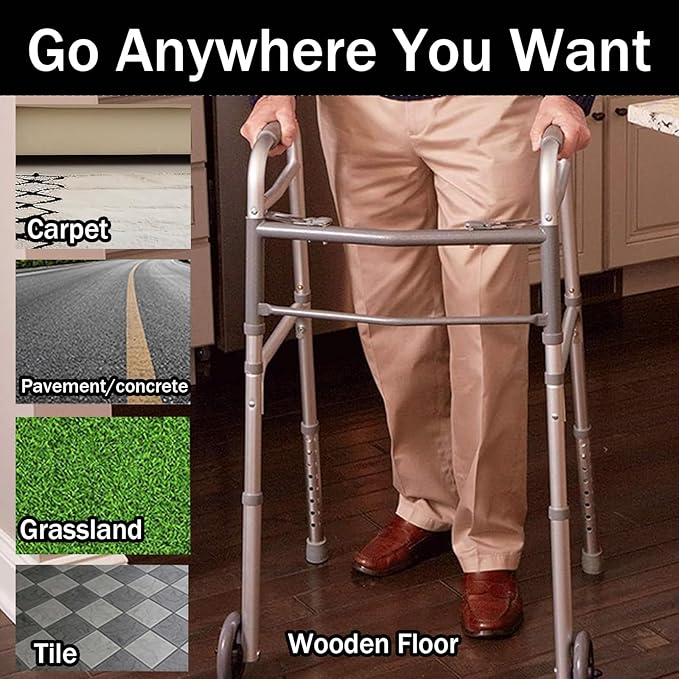 Magicorange Walker Glide Skis, 4 Pcs Universal Fit Walker ski Glides,Easy to Use Rubber Walker Glides,Walker Feet Replacement (Black)