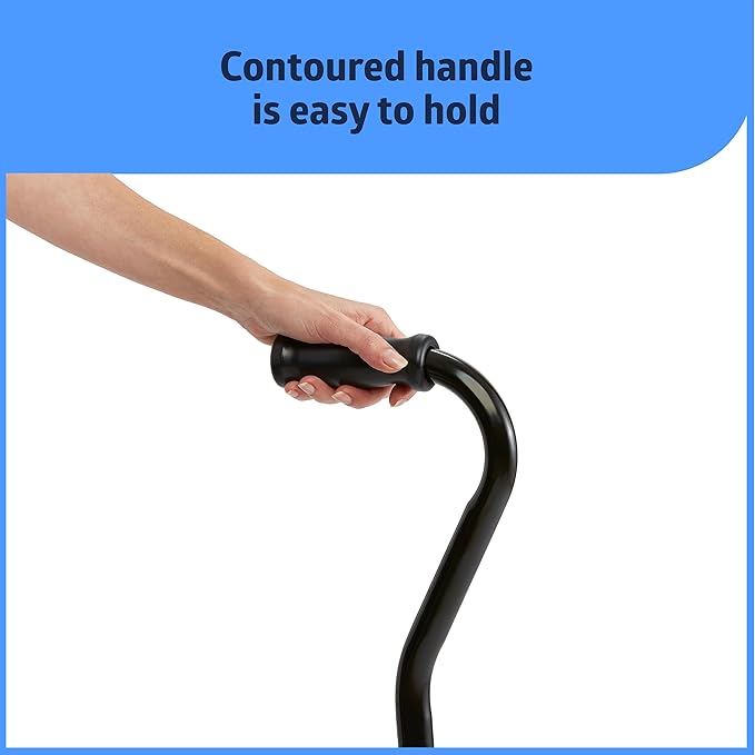 Medline Bariatric Offset Walking Cane for Seniors & Adults, Adjustable Height 29"-38", Ideal for Balance Support, Injury & Post-Surgery Mobility Aid, Black