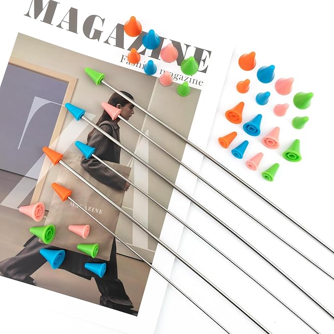BlingKingdom 30 PCS Knitting Needle Point Protectors, 2 Sizes Colorful Needle Tip Stoppers for Knitting Sewing DIY Art (15 PCS Small + 15 PCS Large)