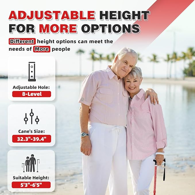 BigAlex Lightweight Collapsible Walking Cane with Soft Comfortable TPR Handle for Seniors and Elderly Adults, Larger Handle for Comfort, Adjustable Support Stick, Portable Travel Aid for Men & Women