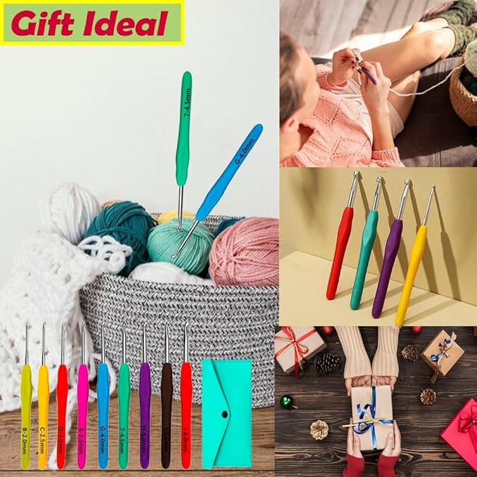 Yarniss Ergonomic Crochet Hooks Set, 9 Sizes Crochet Hooks with Case 2.0mm~6.0mm