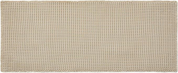 Pale Beige Bathroom Rug, Waffle Bath Mat Non Slip Washable Super Absorbent Quick Dry Boho Farmhouse Bathroom Decor, 48''x24'' / 4'x2' Pale Beige