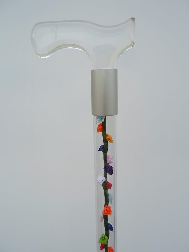 Elegant Acrylic Designer Walking Cane (32", Multi-Color Silk Roses)