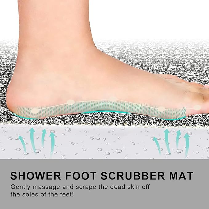 Nonslip Bathtub Mat, Anti Slip Bath Mat 0.6" Extra Thick, Quick Dry Bath Tub Anti Slip Shower Mat, Loofah Non-Slip Bath Mat for Tub Bathroom Pool Kitchen Entryway Home Hotel(Grey 24x24)