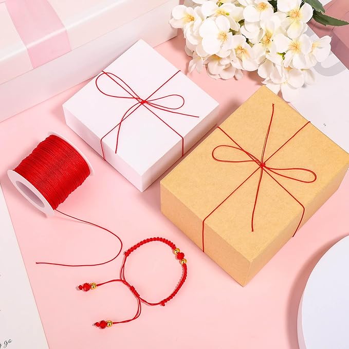 Anezus Red Nylon String for Bracelets, 0.8mm Nylon Thread Chinese Knotting Cord Wind Chime Outdoor Twine String for Beading, Necklaces, DIY Craft, Jewelry Making