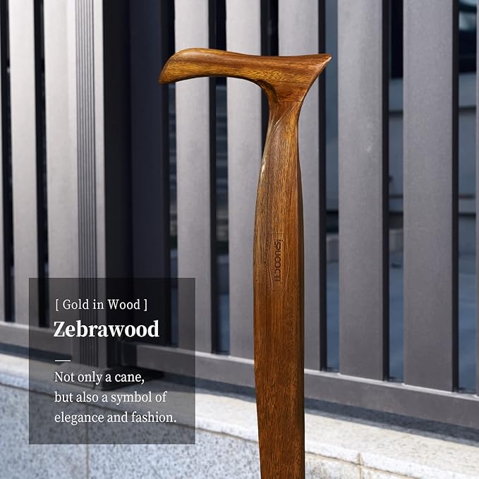 Wooden Walking Cane for Men and Women -Natural Solid Wood, 3 Rubber Tips, Heavy Duty, with Travel Bag- Wooden Walking Stick, Ergonomic Canes for Seniors Unisex Walking Canes