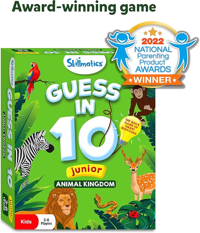 Skillmatics Guess in 10 - Animal Kingdom, Card Game, Christmas Stocking Stuffers for Preschool Kids, Girls & Boys, Fun Travel Game, Gifts for Ages 3, 4, 5, 6